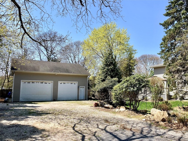 view of detached garage