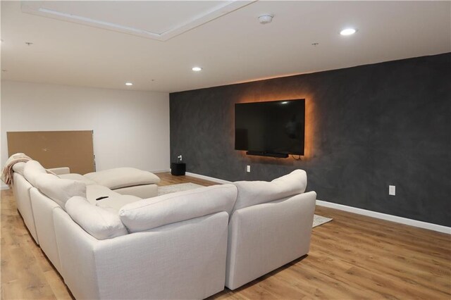 living room with light wood-type flooring