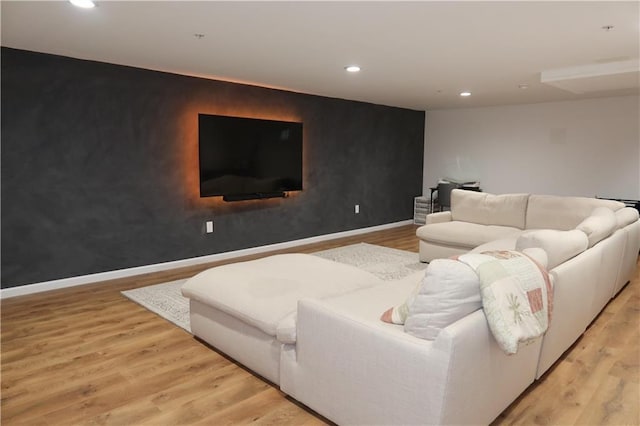 living room featuring light wood-type flooring