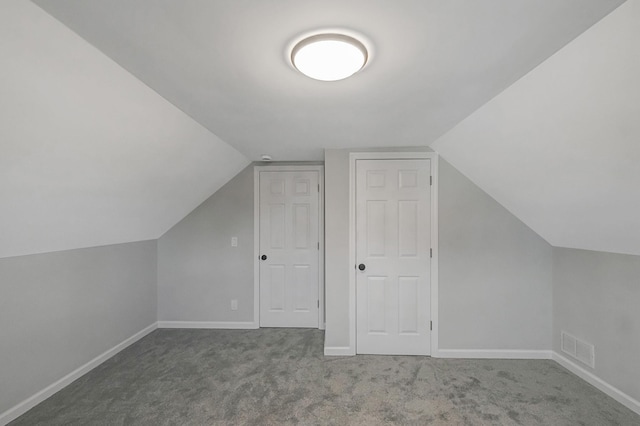 additional living space featuring carpet floors and lofted ceiling