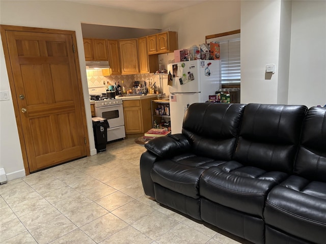 tiled living room with sink