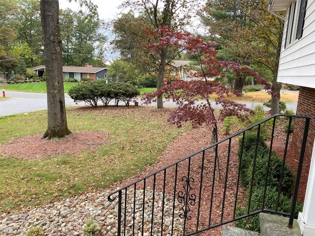 view of yard with a water view