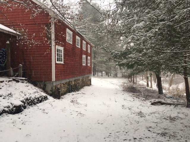 view of snow covered exterior