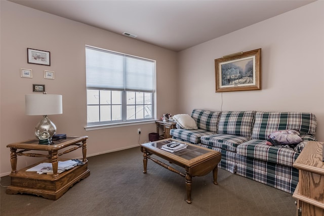 living room with carpet flooring