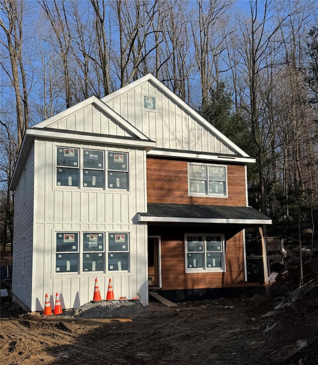 view of front of property featuring board and batten siding