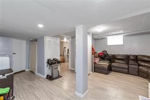 living room with light hardwood / wood-style floors