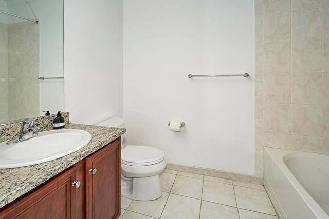 full bathroom with tile patterned flooring, vanity, toilet, and shower / washtub combination