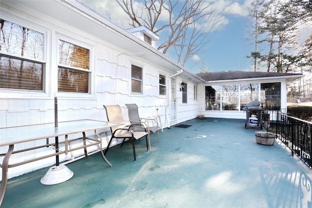 view of patio with area for grilling