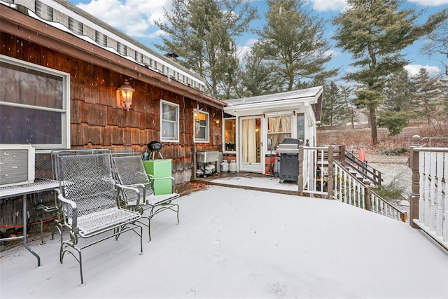 wooden deck with area for grilling