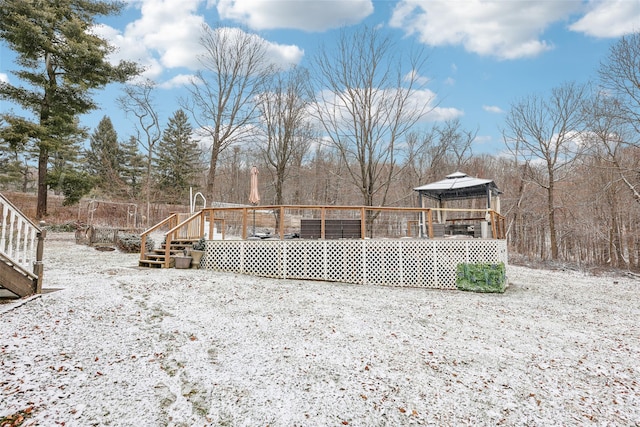 view of yard covered in snow