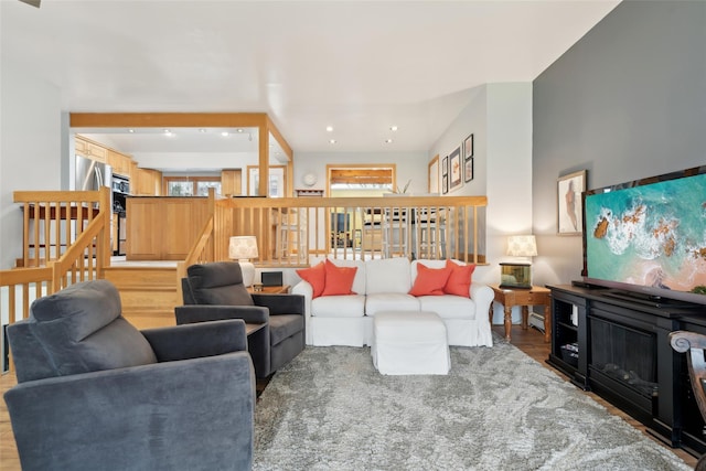 living room with hardwood / wood-style flooring