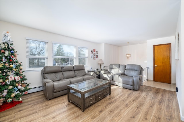 living room featuring light hardwood / wood-style flooring