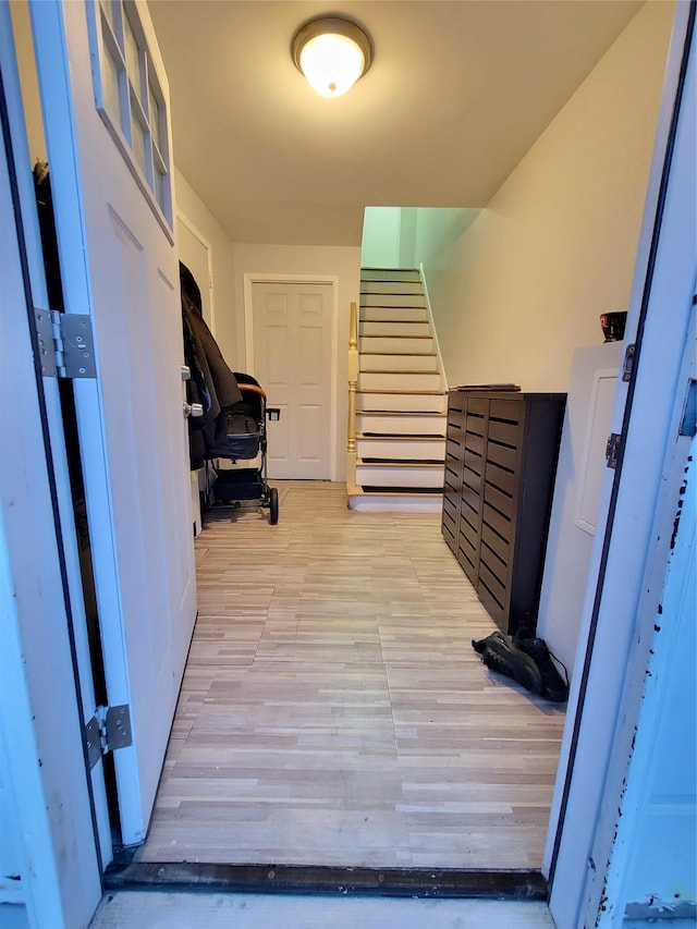 hall featuring light hardwood / wood-style floors