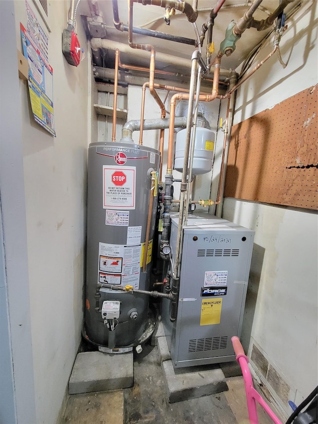 utility room featuring gas water heater