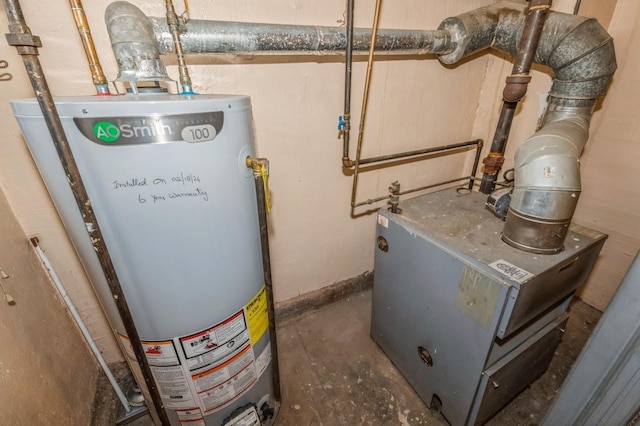 utility room with water heater