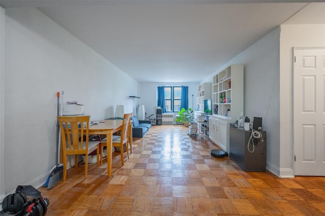 interior space featuring light parquet flooring