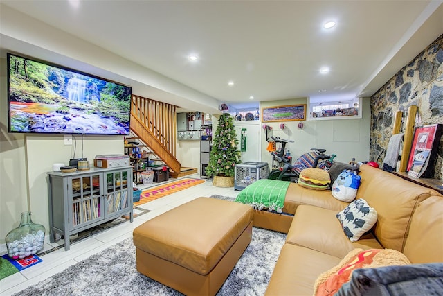 interior space with light tile patterned floors