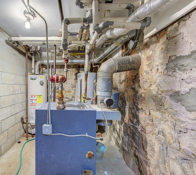 utility room with gas water heater