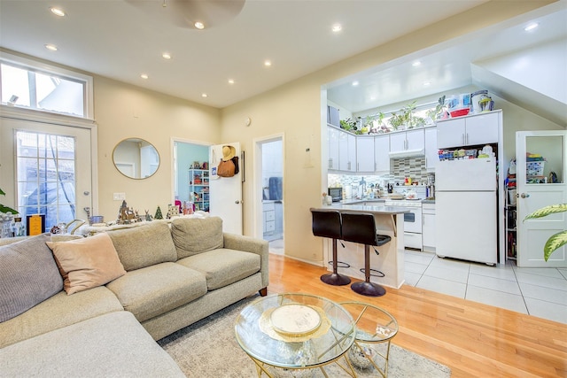 view of tiled living room