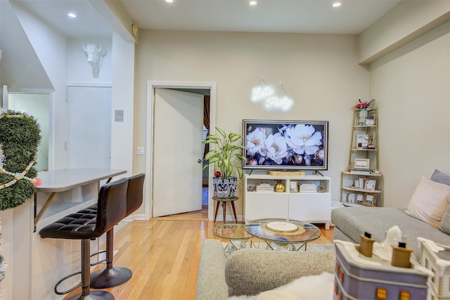 living room featuring light hardwood / wood-style floors