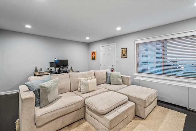 living room with light hardwood / wood-style floors