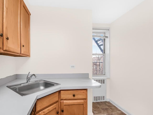 kitchen with radiator heating unit and sink