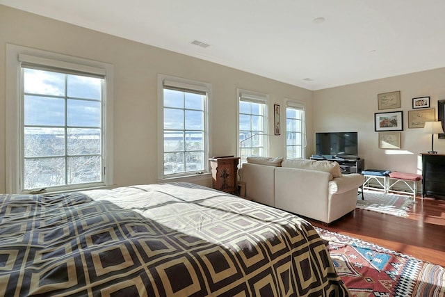 bedroom featuring dark wood-type flooring