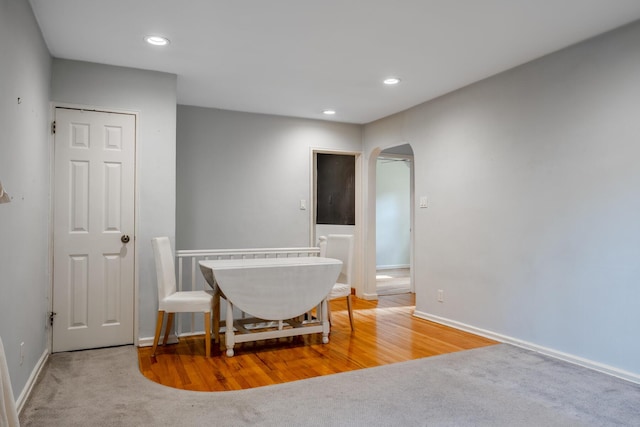 view of carpeted dining area