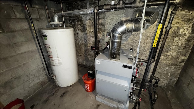 utility room with water heater