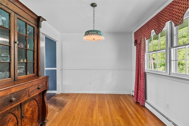 17 Walnut Hill Rd, Poughkeepsie, NY 12603 - unfurnished dining area with baseboard heating, wood finished floors, and healthy amount of natural light