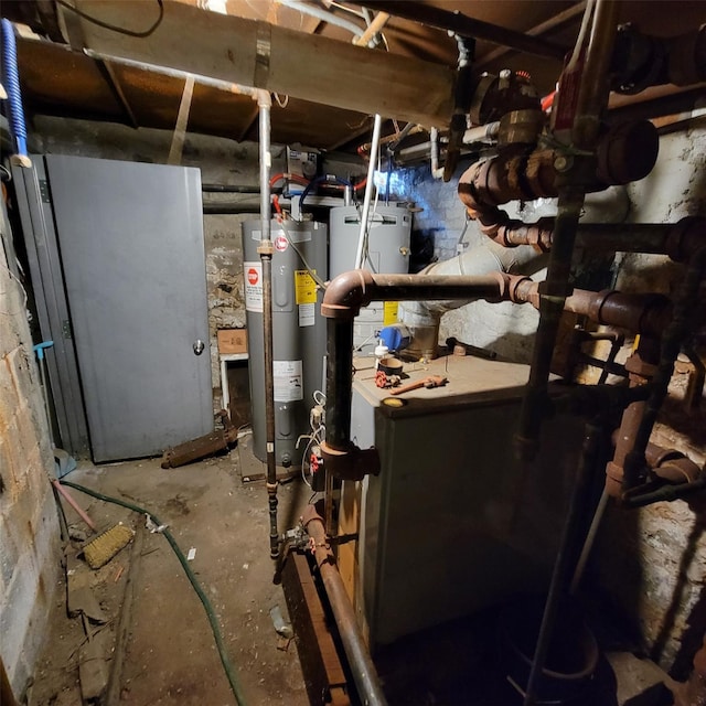 utility room featuring gas water heater