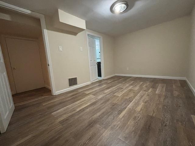 empty room with dark wood-type flooring