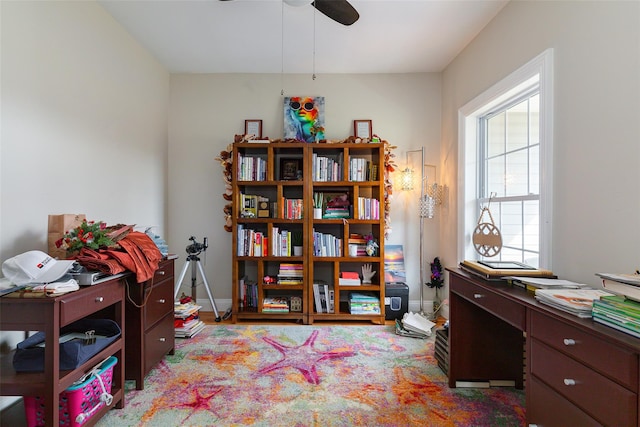 home office featuring ceiling fan