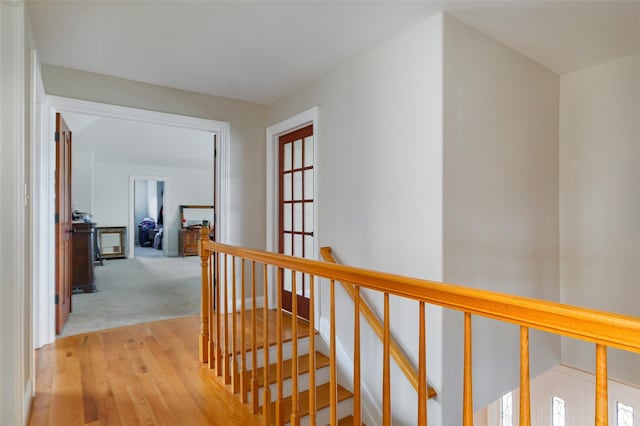 hall with light hardwood / wood-style floors