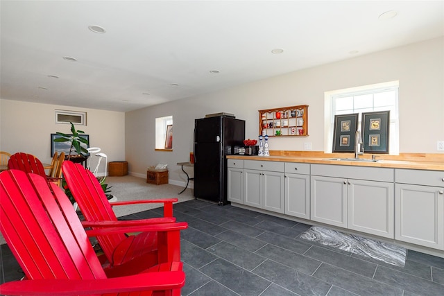 living room with sink