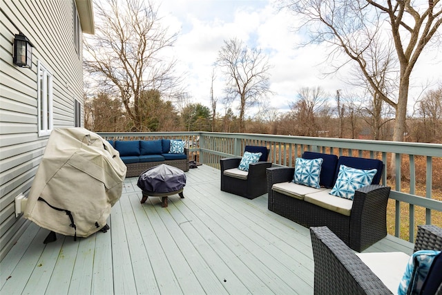 deck with an outdoor hangout area