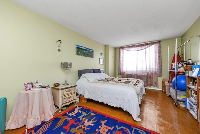 bedroom with parquet floors