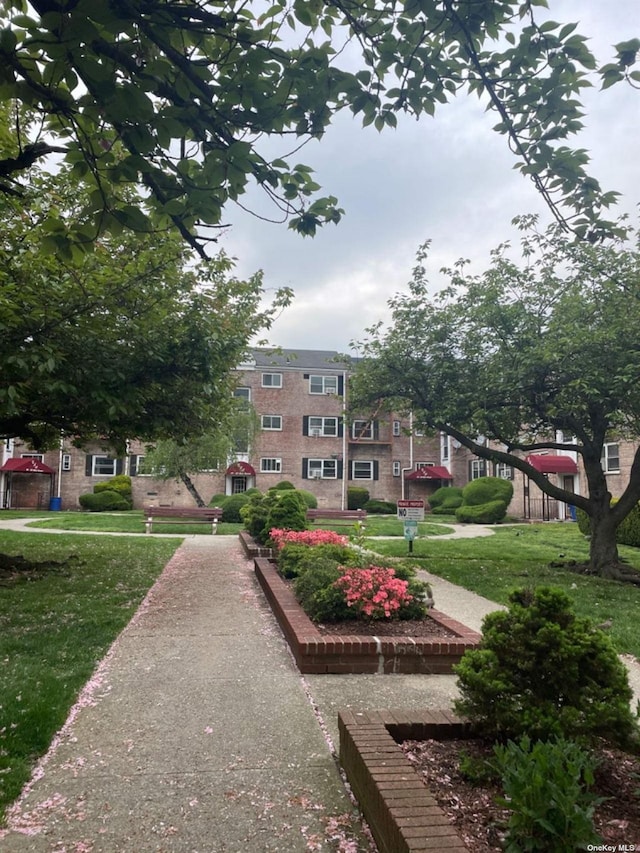 view of community featuring a lawn