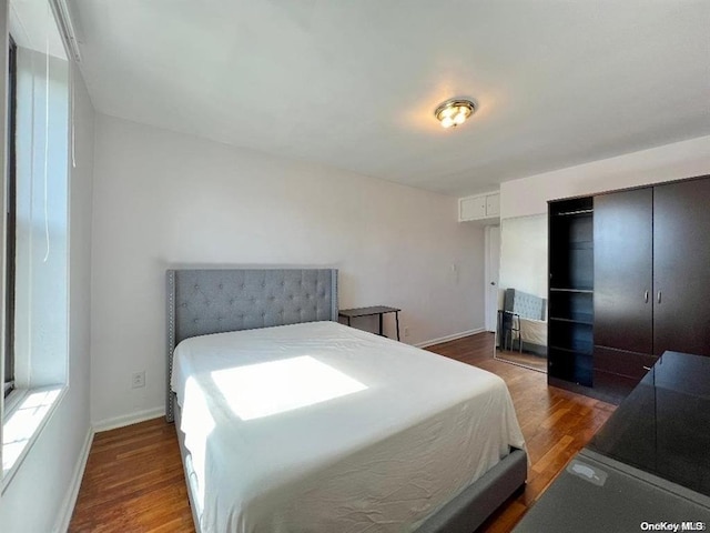 bedroom featuring dark wood-type flooring