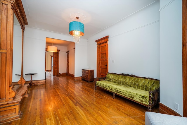 interior space with hardwood / wood-style flooring