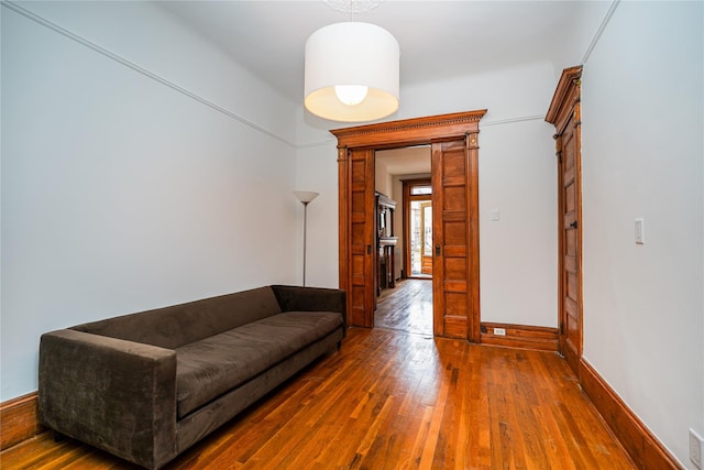 living room featuring dark hardwood / wood-style flooring