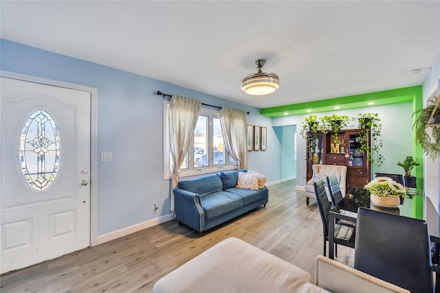 living room with light wood-type flooring