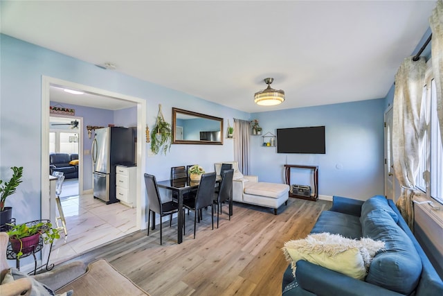 living room featuring light wood-type flooring