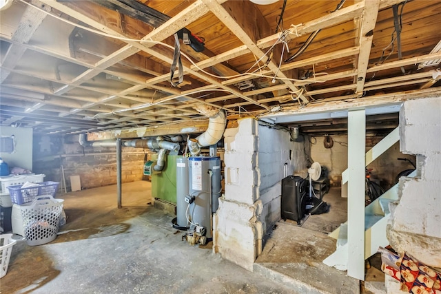 basement with water heater