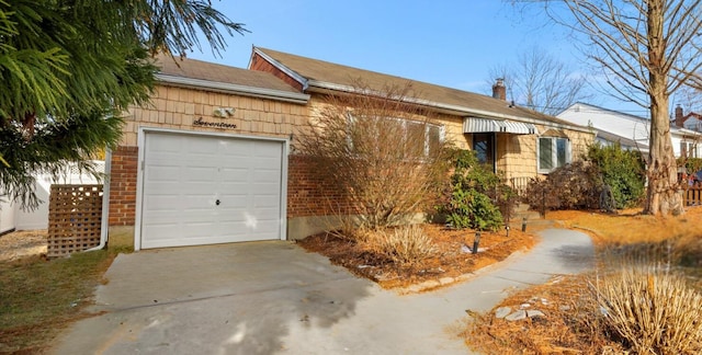 exterior space with a garage