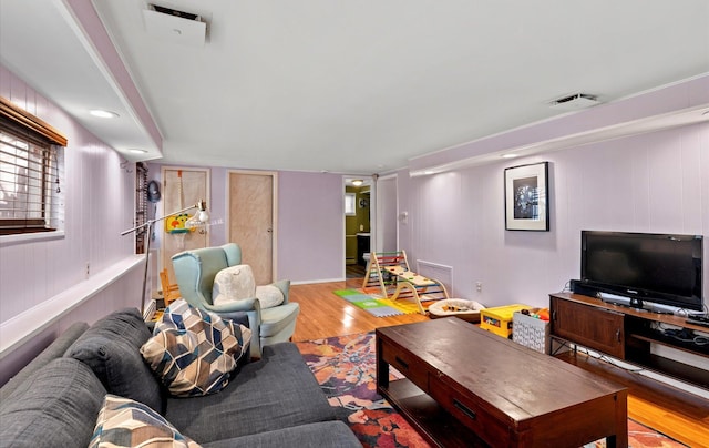 living room featuring light hardwood / wood-style flooring