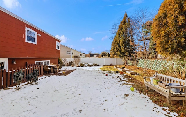 view of yard covered in snow