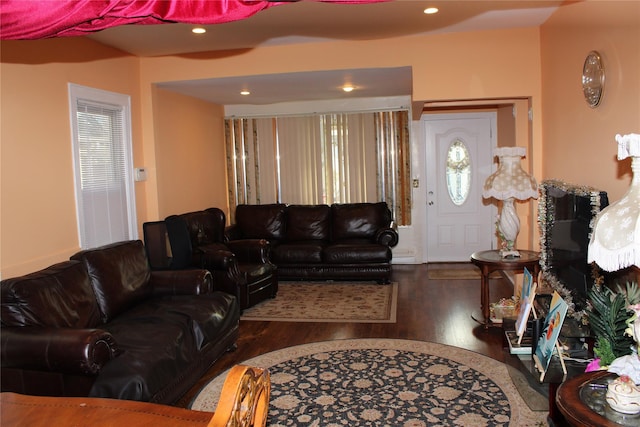 living room with wood-type flooring