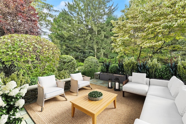 view of patio / terrace with an outdoor living space