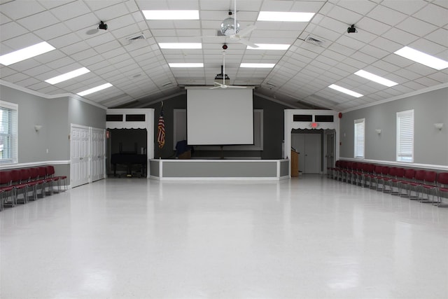 interior space with ornamental molding